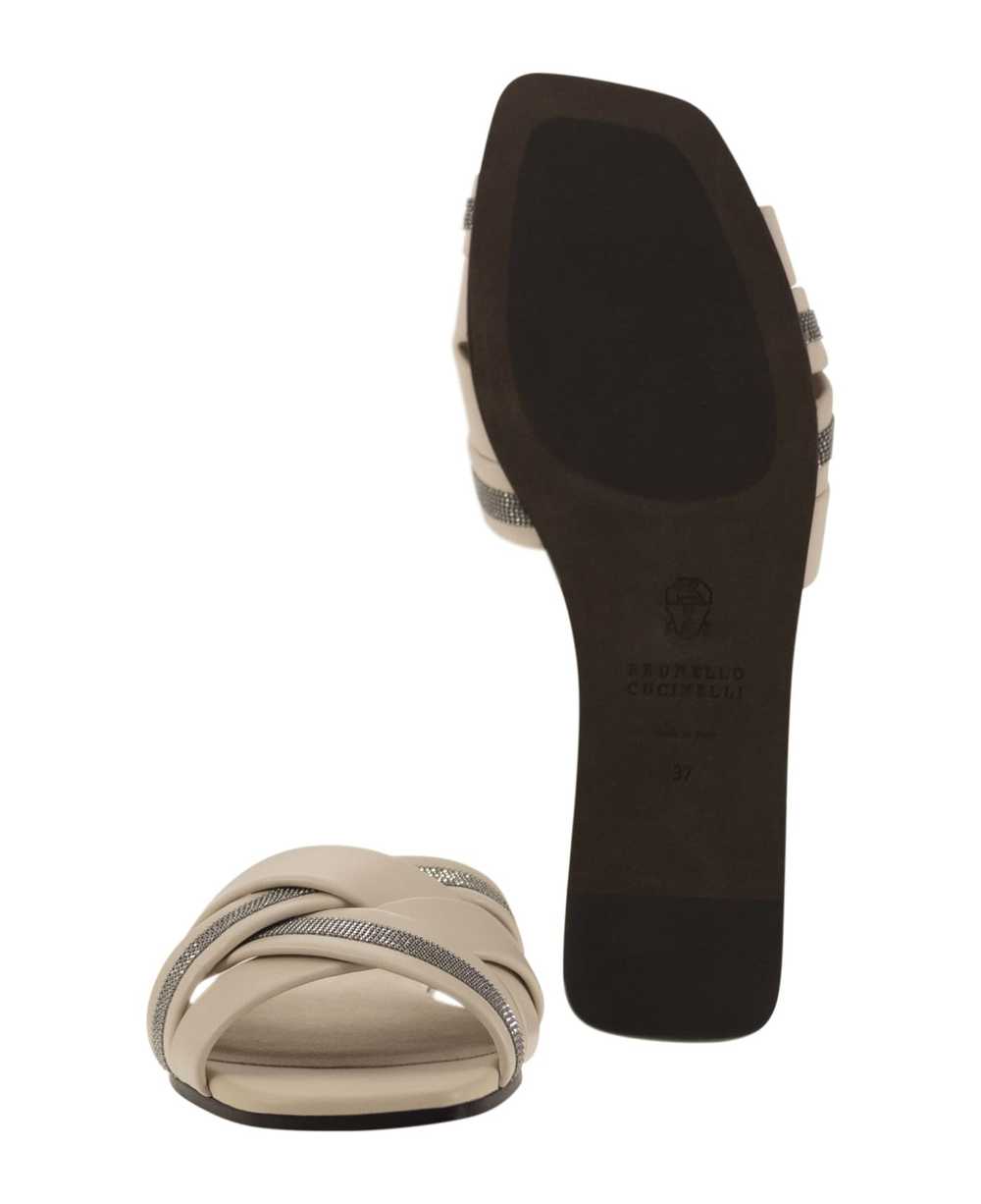 Brunello Cucinelli Nappa Leather Slides With Jewe… - image 5