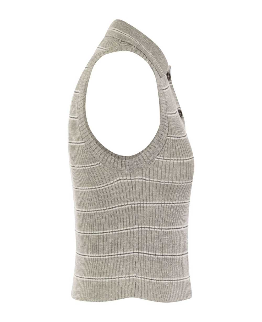 Brunello Cucinelli Sleeveless Ribbed Polo Shirt - image 3