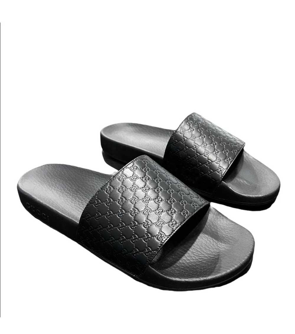 Gucci Micro GG Leather Slide Sandals - image 1