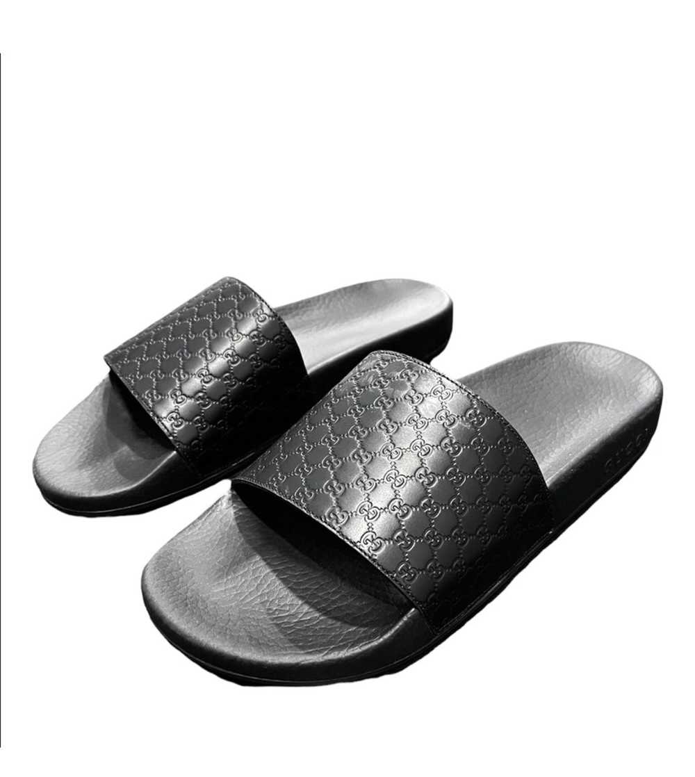 Gucci Micro GG Leather Slide Sandals - image 2