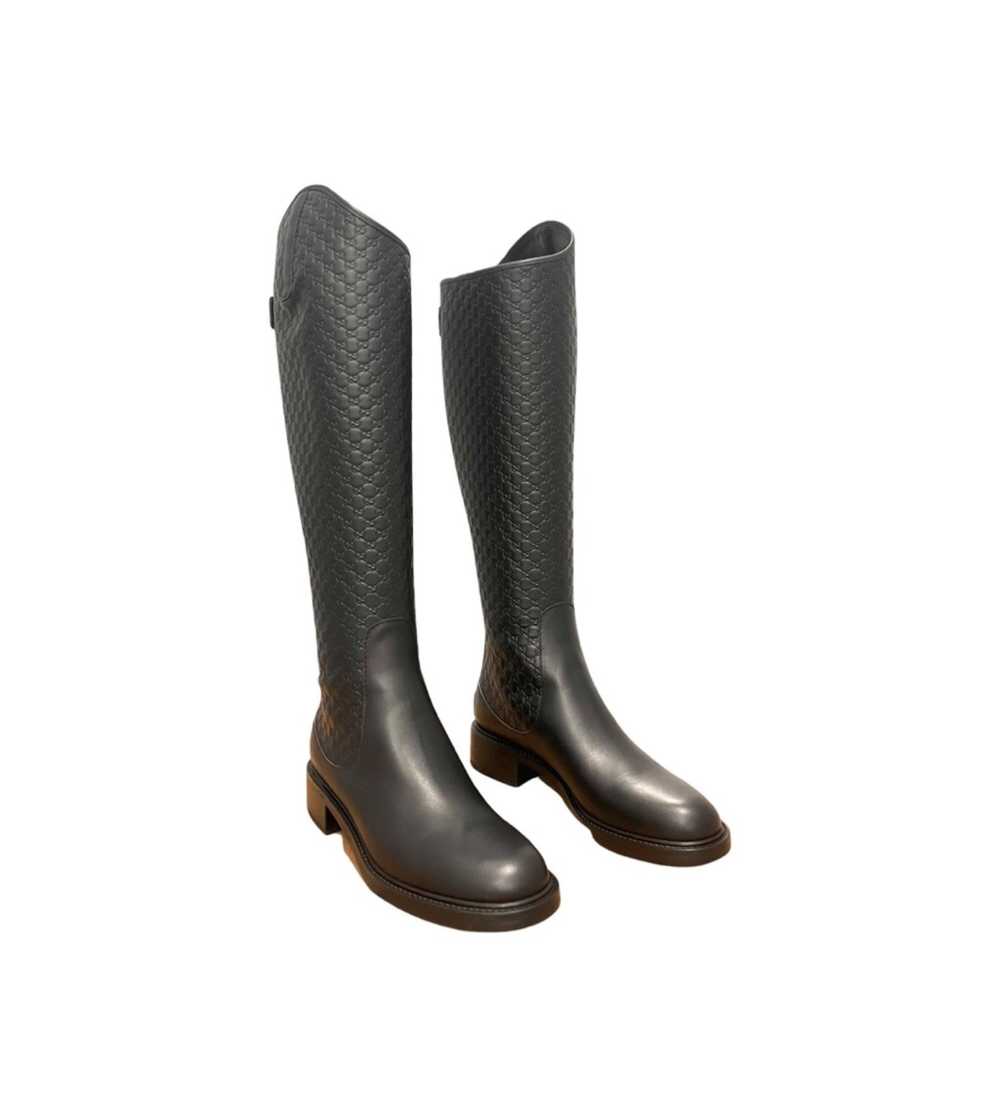 Gucci Micro GG Supreme Leather Knee Boots - image 2