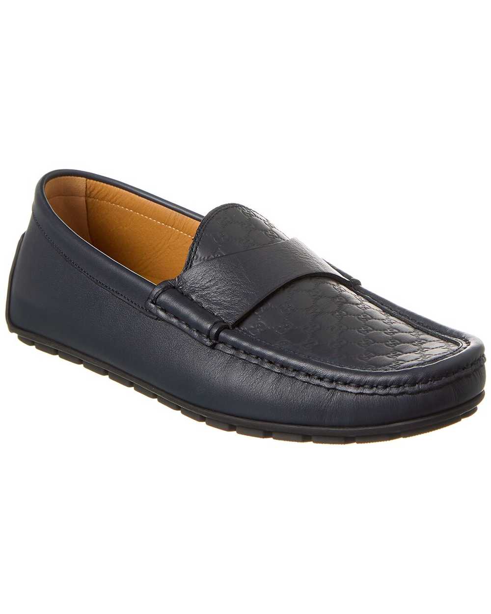 Gucci Micro GG Leather Men Loafers In Blue - image 1