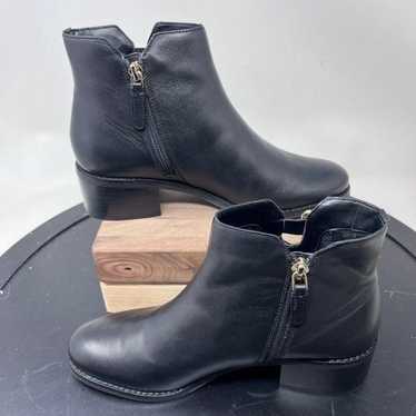 Cole Haan Haidyn Black Leather Ankle Zip Booties