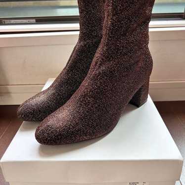 RANDA Brown Soft Stretch Chunky Heel Short Boots