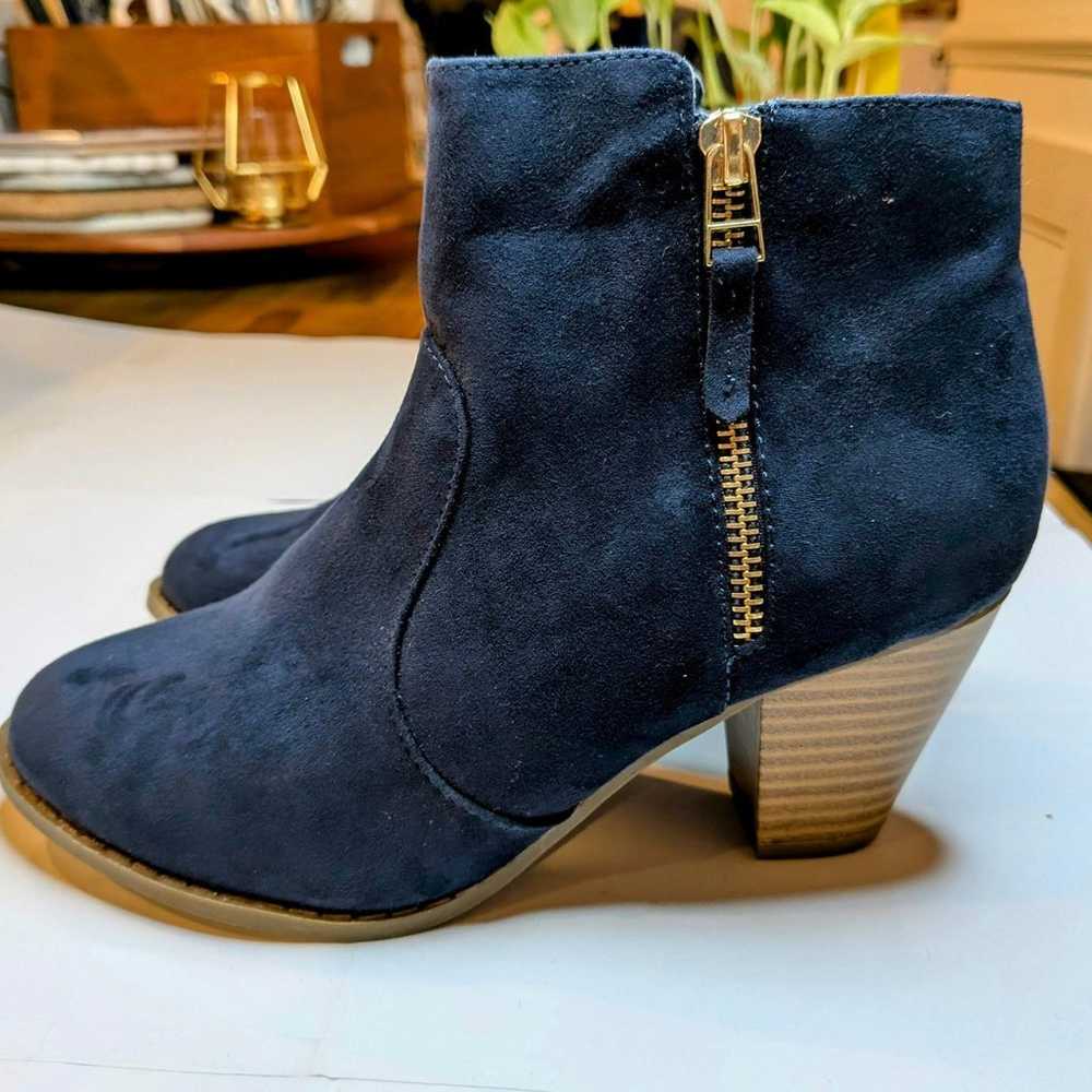 Primark Navy Blue Ankle Booties with Gold Side Zi… - image 4