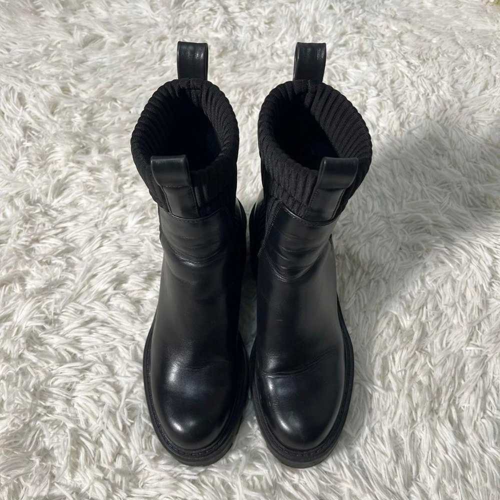 ZARA Side Gore Boots Leather Thick Sole Heel 35 B… - image 2