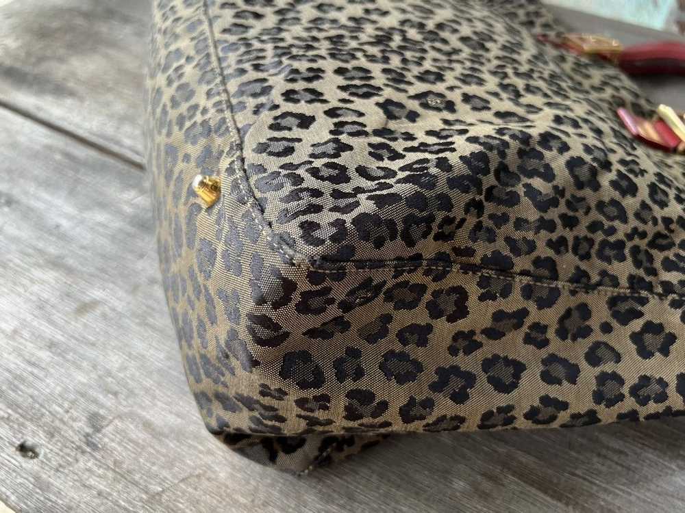 Vintage FENDI Leopard Hand Bag Nylon Leather Brow… - image 10