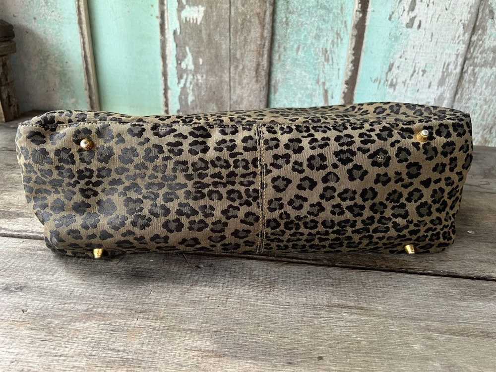 Vintage FENDI Leopard Hand Bag Nylon Leather Brow… - image 8