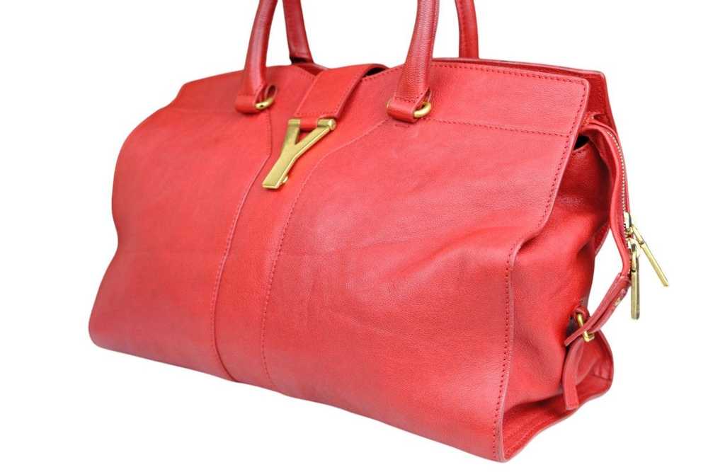 YVES SAINT LAURENT Red Leather Medium Cabas Chyc … - image 3