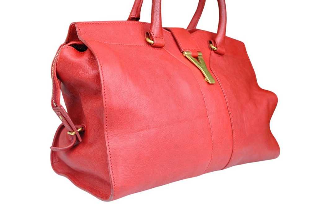 YVES SAINT LAURENT Red Leather Medium Cabas Chyc … - image 4