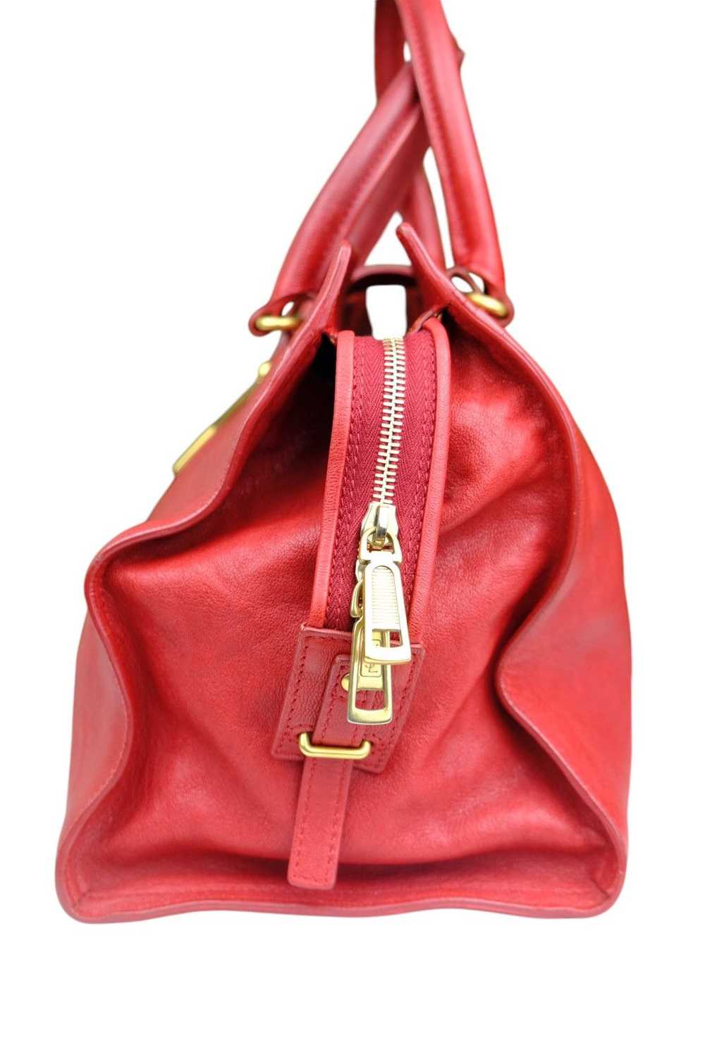 YVES SAINT LAURENT Red Leather Medium Cabas Chyc … - image 9