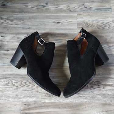 Frye Meghan Black Suede Block Heel Bootie Shoe Siz