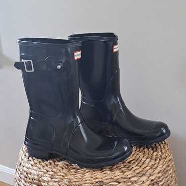 HUNTER Unisex Classic Low Black Wellie Rain Boots… - image 1