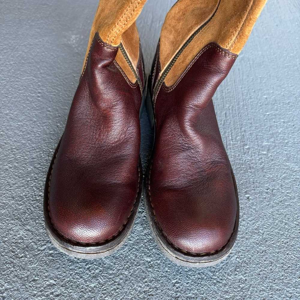 BORN Riding Brown Mahogany Leather Suede Boots - image 3