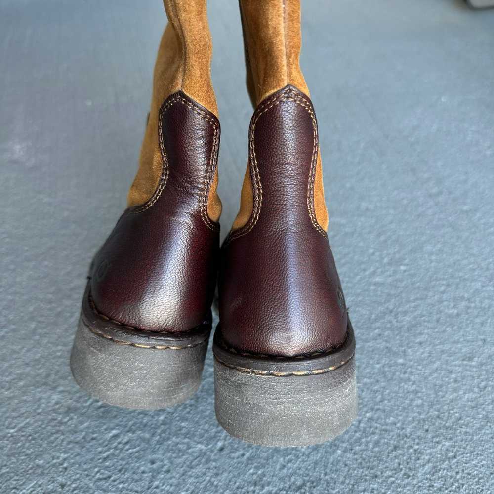 BORN Riding Brown Mahogany Leather Suede Boots - image 4