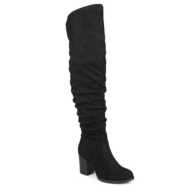 Journee Collection Black Faux Suede Chunky Block … - image 1