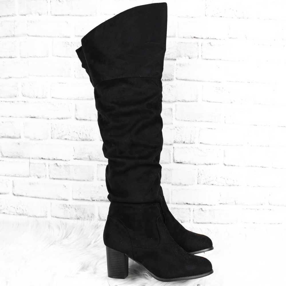 Journee Collection Black Faux Suede Chunky Block … - image 2