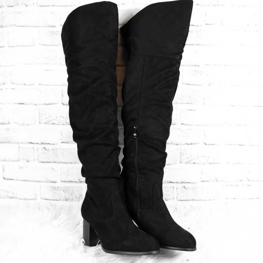 Journee Collection Black Faux Suede Chunky Block … - image 3