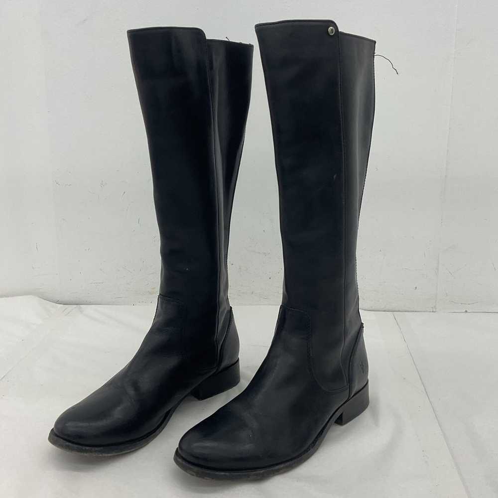 FRYE Black Leather Riding Boots Women Size 6B Pre… - image 2