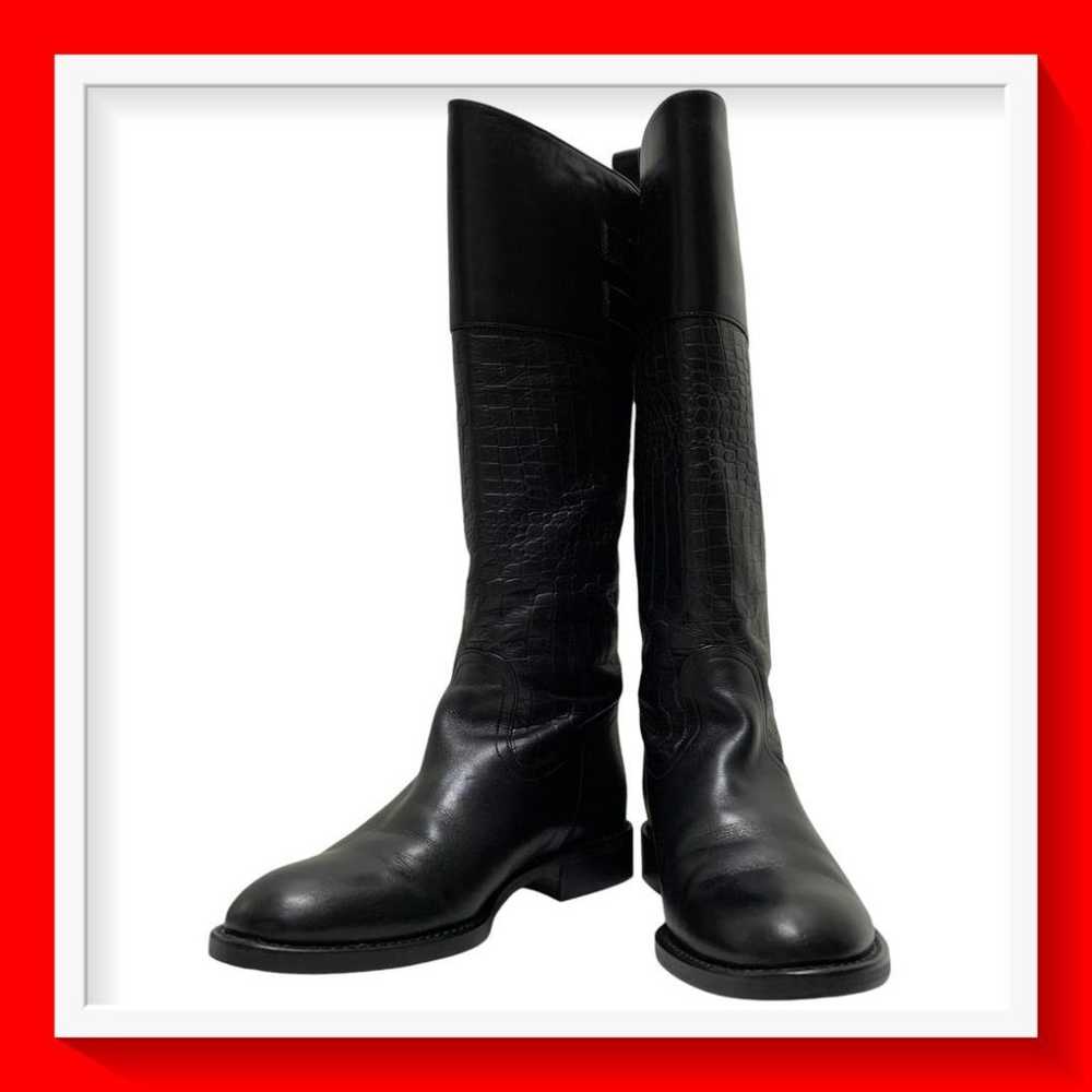 【Beautiful Condition】Ing (23) Long Boots Embossed… - image 1