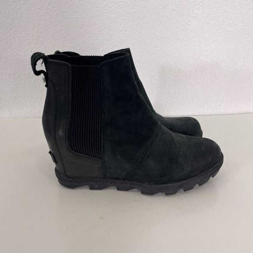 Sorel Black Leather Ankle Wedge Booties - image 1