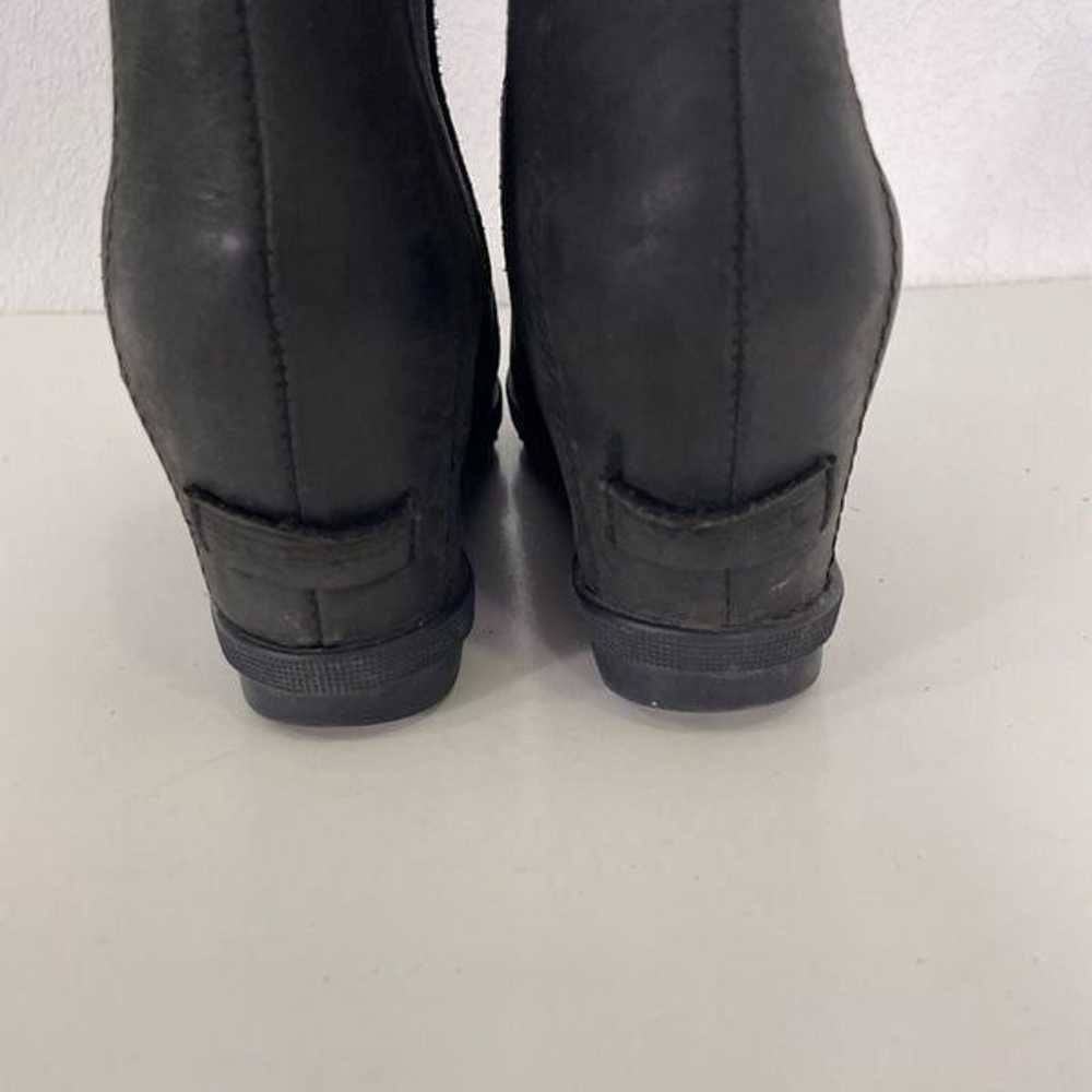 Sorel Black Leather Ankle Wedge Booties - image 6