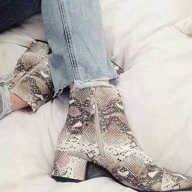 Zara Snakeskin Zip Up Block Heel Ankle Boots - image 1