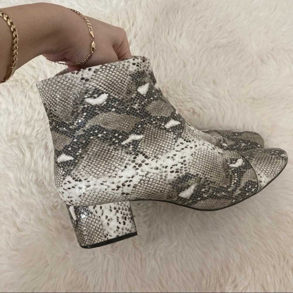 Zara Snakeskin Zip Up Block Heel Ankle Boots - image 2