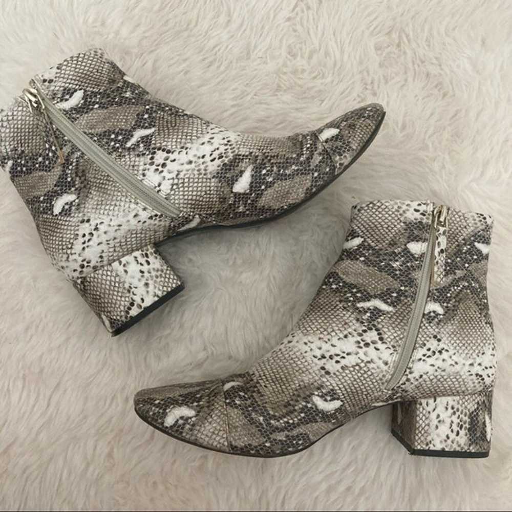 Zara Snakeskin Zip Up Block Heel Ankle Boots - image 5