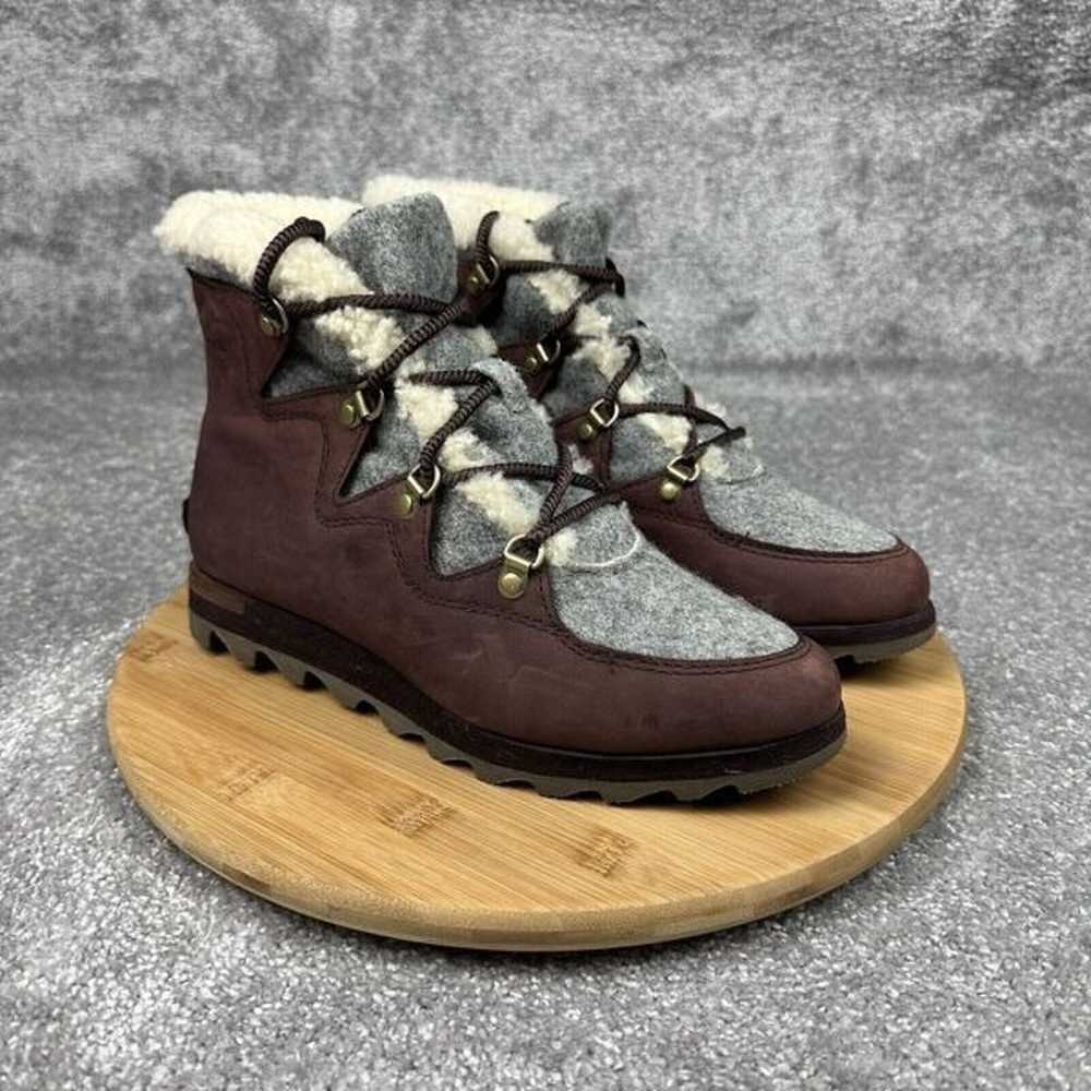 Sorel Sneakchic Alpine Booties Women 9.5 Red Gray… - image 1