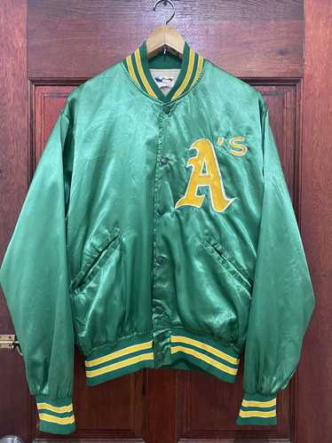 Vintage 80s Oakland Athletics A's orders Button Satin Jacket by Chalk Line Size Large