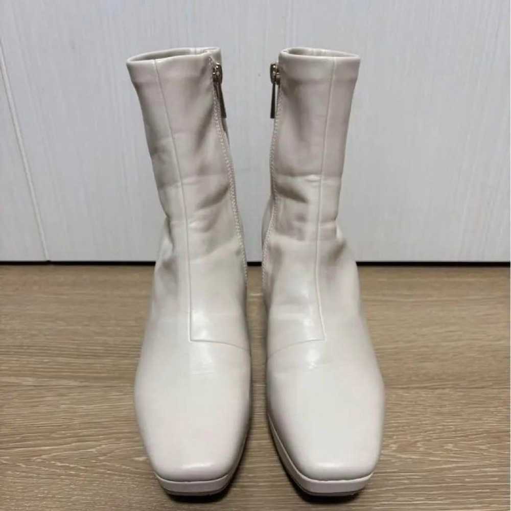 RANDA Stretch Chunky Heel Short Boots Ivory M - image 3