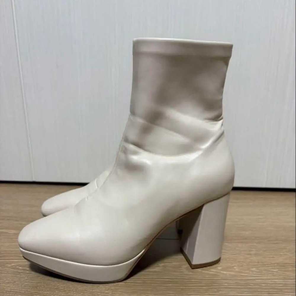 RANDA Stretch Chunky Heel Short Boots Ivory M - image 4