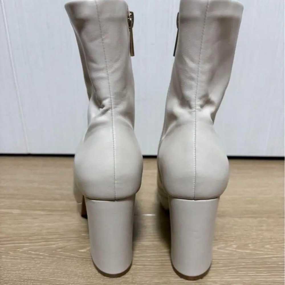 RANDA Stretch Chunky Heel Short Boots Ivory M - image 5