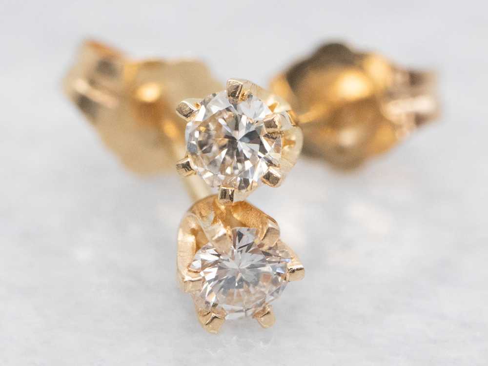 Six Prong Diamond Stud Earrings - image 2