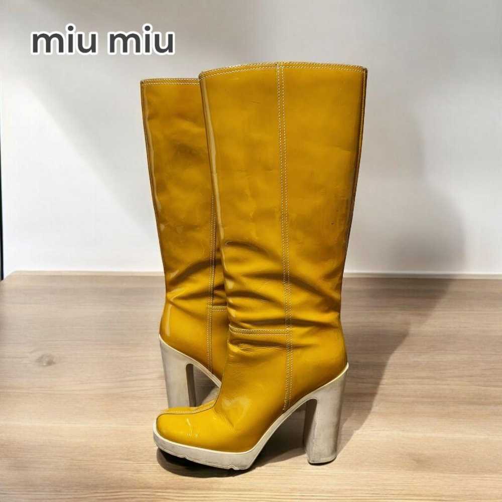 Miu Miu Long Boots Leather Patent Yellow - image 1