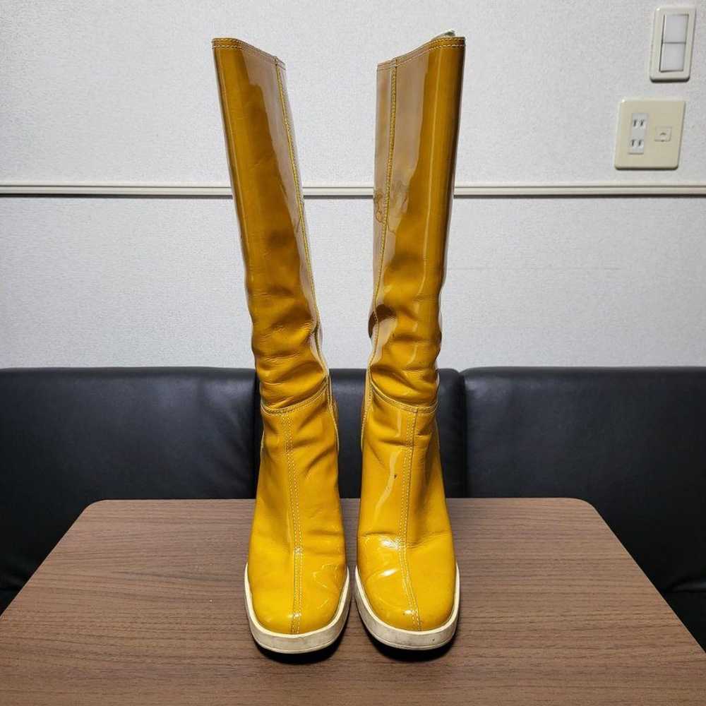 Miu Miu Long Boots Leather Patent Yellow - image 2