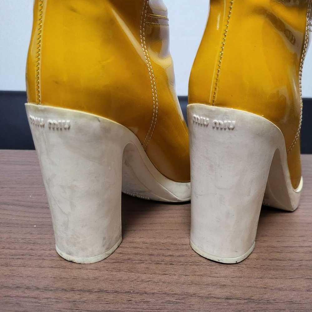 Miu Miu Long Boots Leather Patent Yellow - image 6