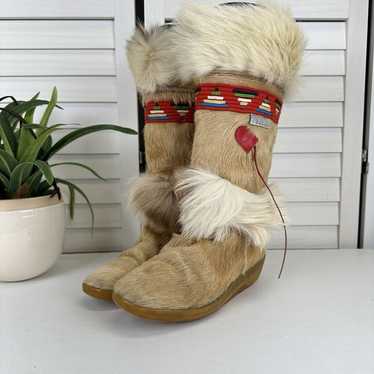 Vintage Tecnica Real Goat Fur Winter Boots Made i… - image 1