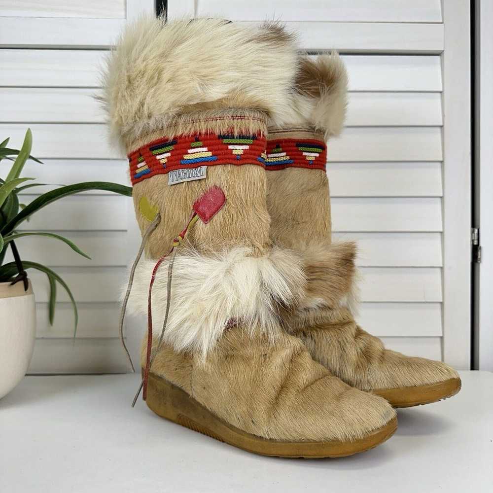 Vintage Tecnica Real Goat Fur Winter Boots Made i… - image 2