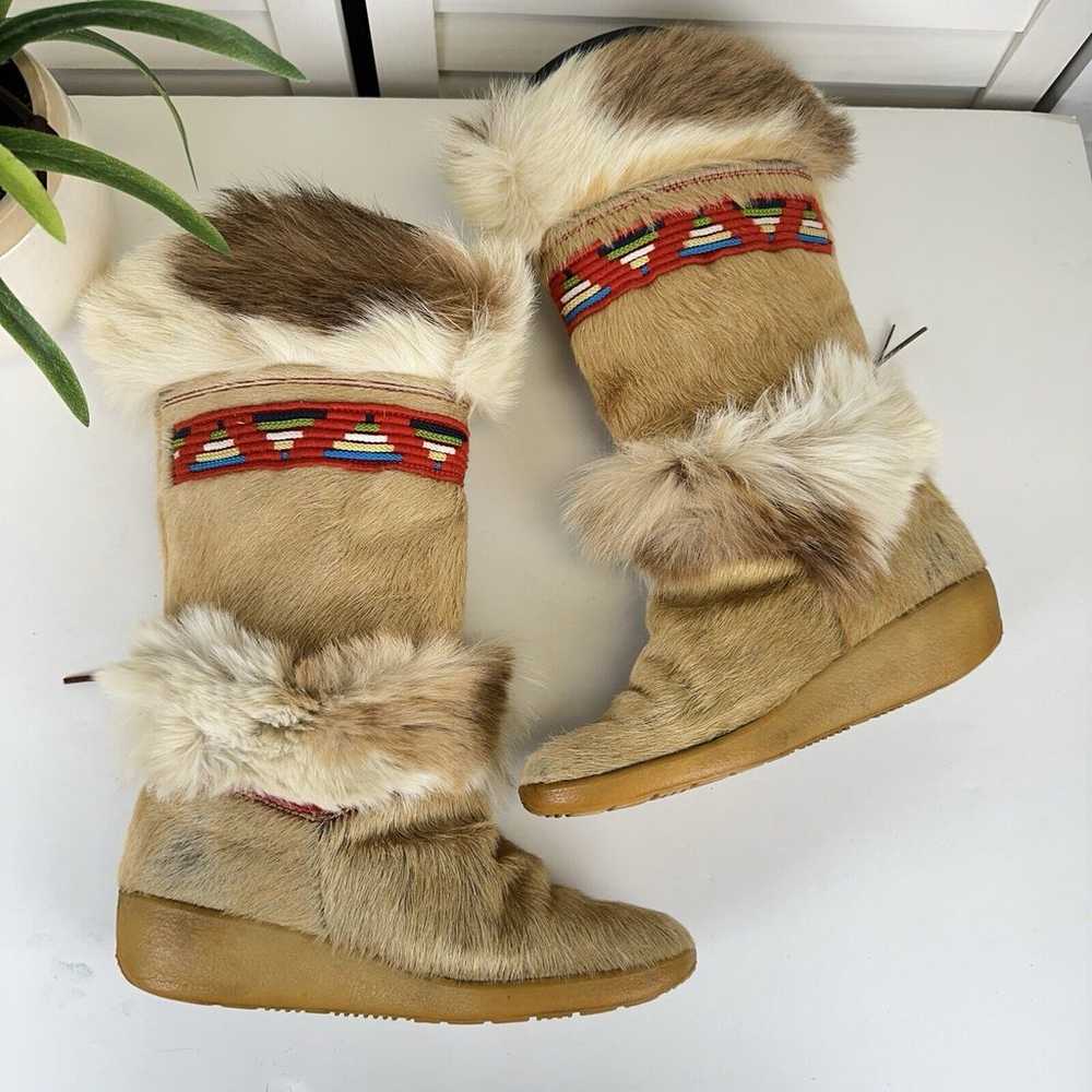 Vintage Tecnica Real Goat Fur Winter Boots Made i… - image 7