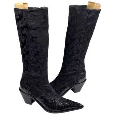 Donald J Pliner Western Couture Black Embroidered… - image 1