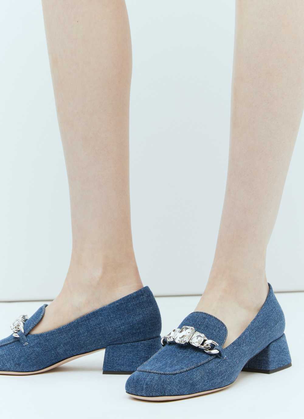 Miu Miu Women Crystal Embellished Denim Pumps - image 5