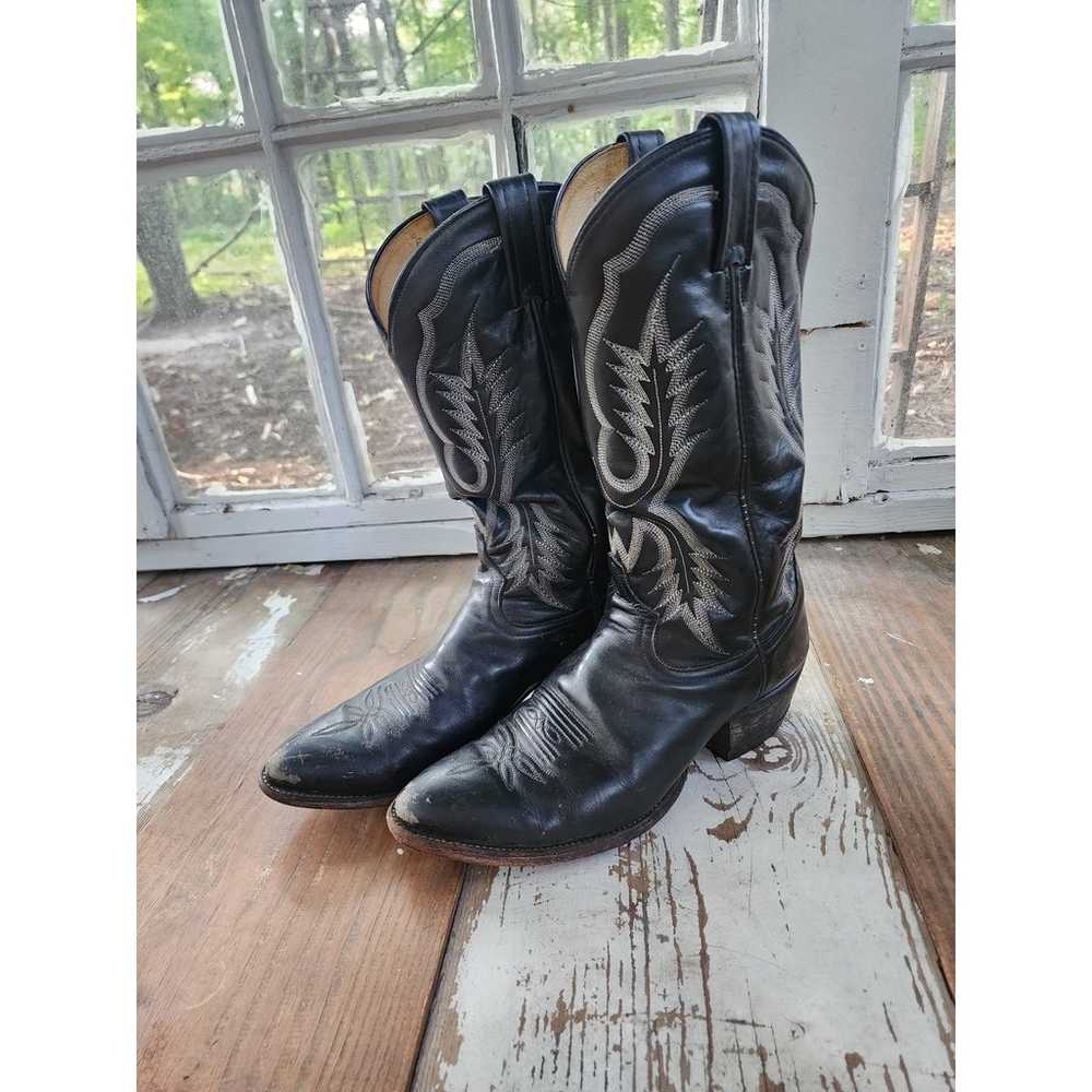 Tony Lama Black Cowboy boots Women's size 10 - image 3