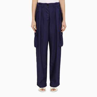 Dries Van Noten Ink Blue Nylon Cargo Trousers Wom… - image 1