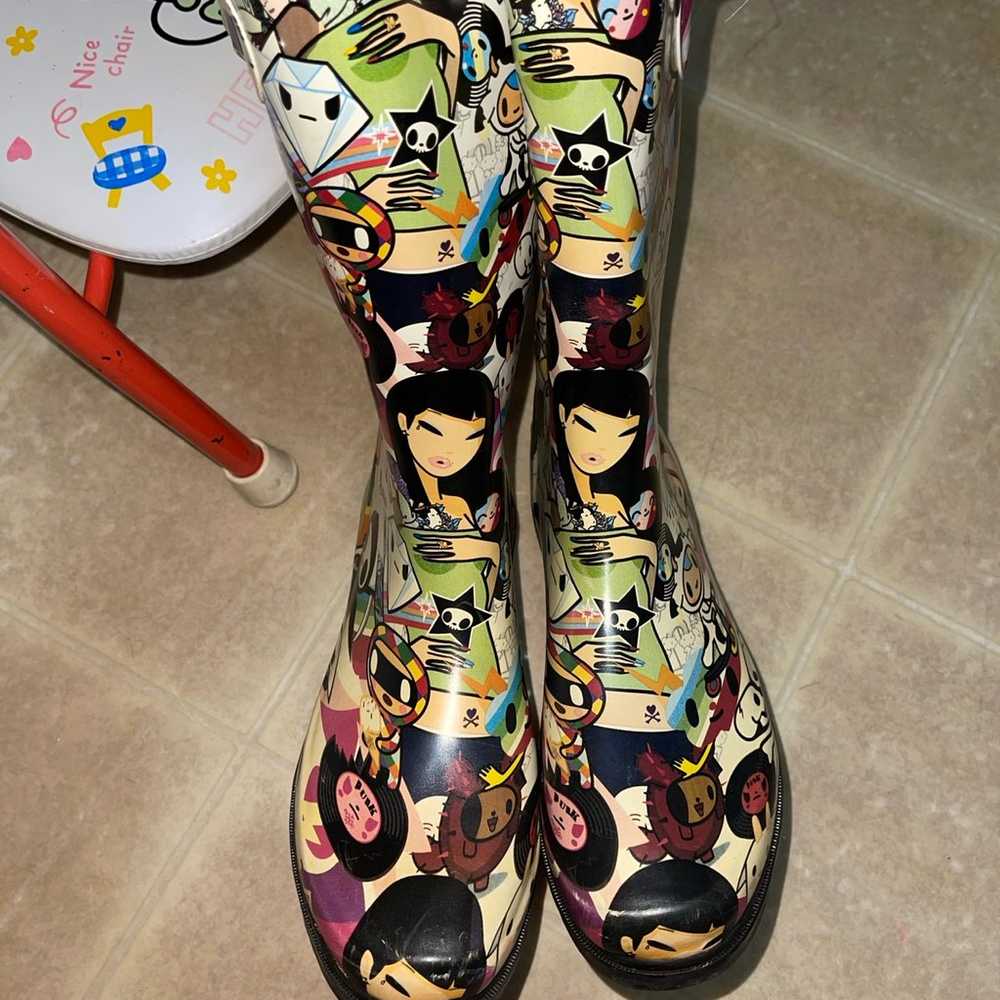 VINTAGE TOKIDOKI RAIN BOOTS SIZE 10 - image 3