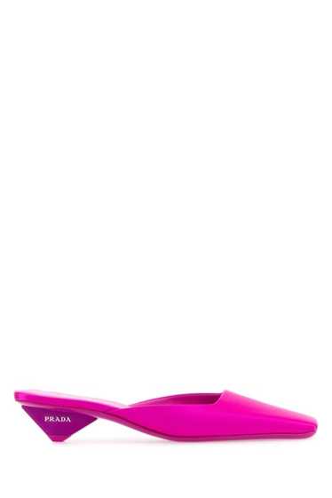 Prada Woman Fuchsia Satin Mules