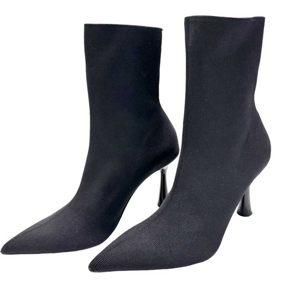 Zara high heel fabric ankle black boots Sz 41/10 - image 1