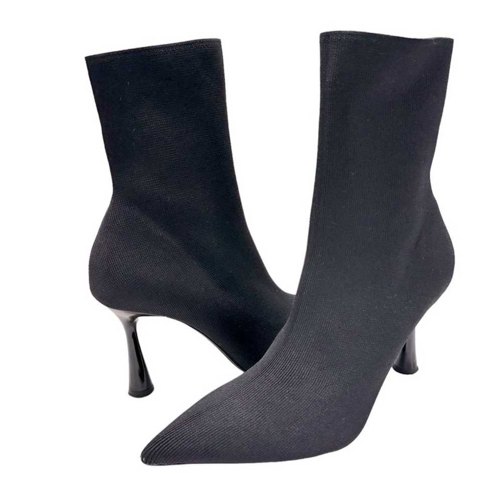 Zara high heel fabric ankle black boots Sz 41/10 - image 2