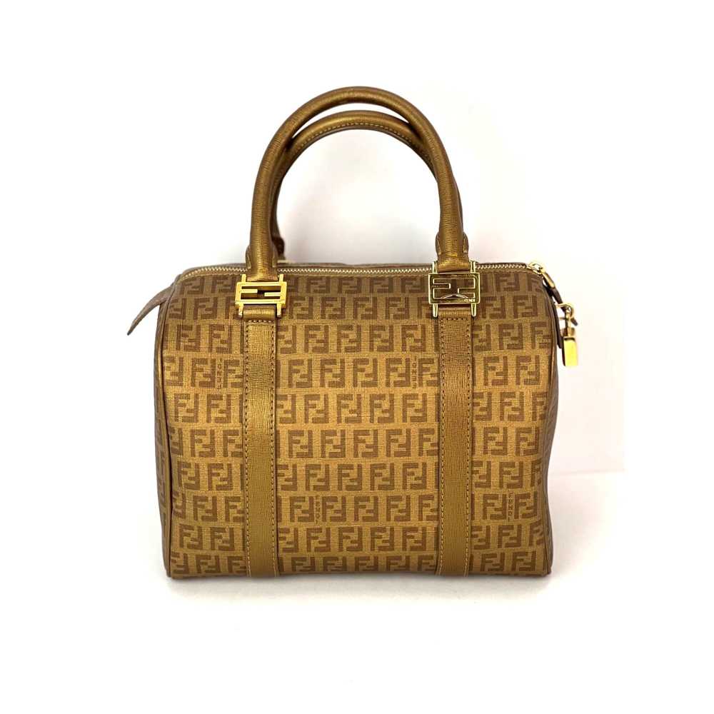 Fendi Boston Gold Coated Canvas Hand Bag - image 2